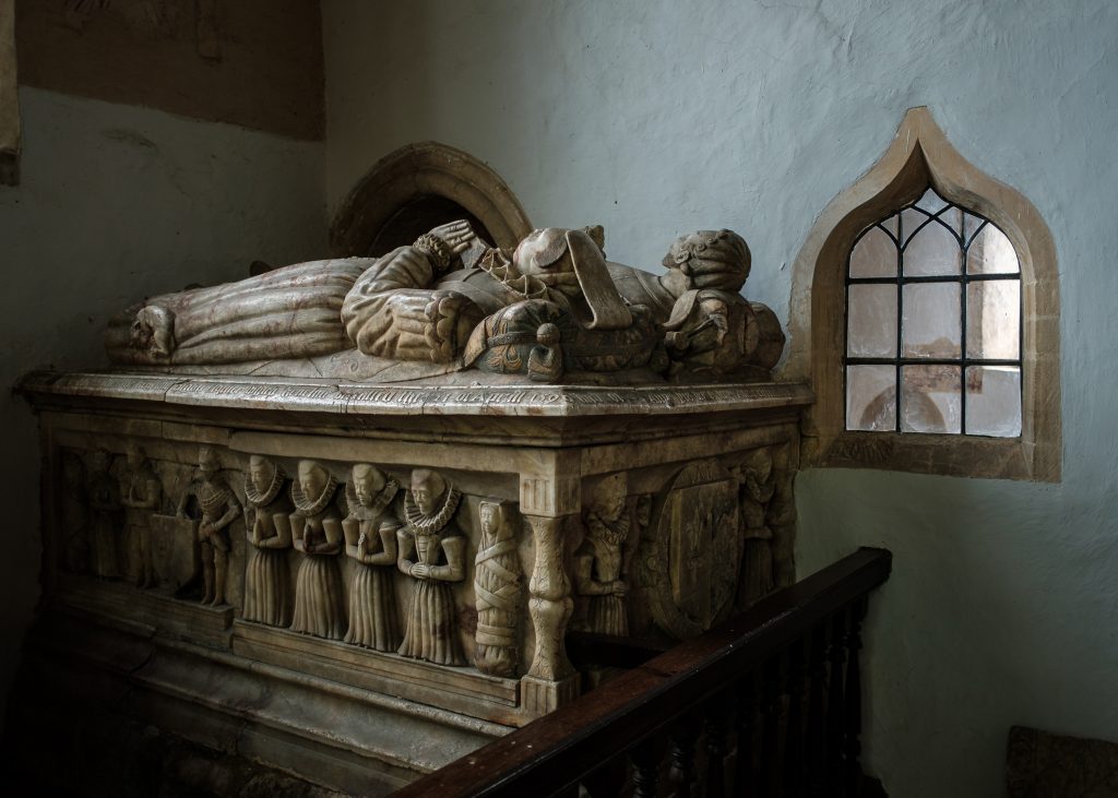 Alabaster table tomb at church of St. Andrew, Stoke Dry, Rutland.