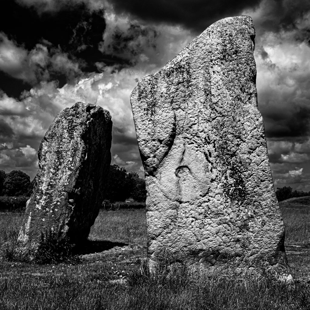 The cove stones at Avebury. High contrast black and white.